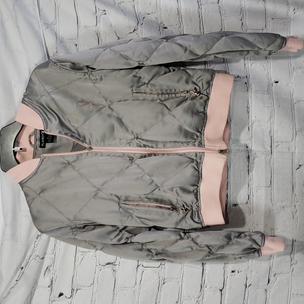 Playboy bunny satin pink/gray bomber jacket
